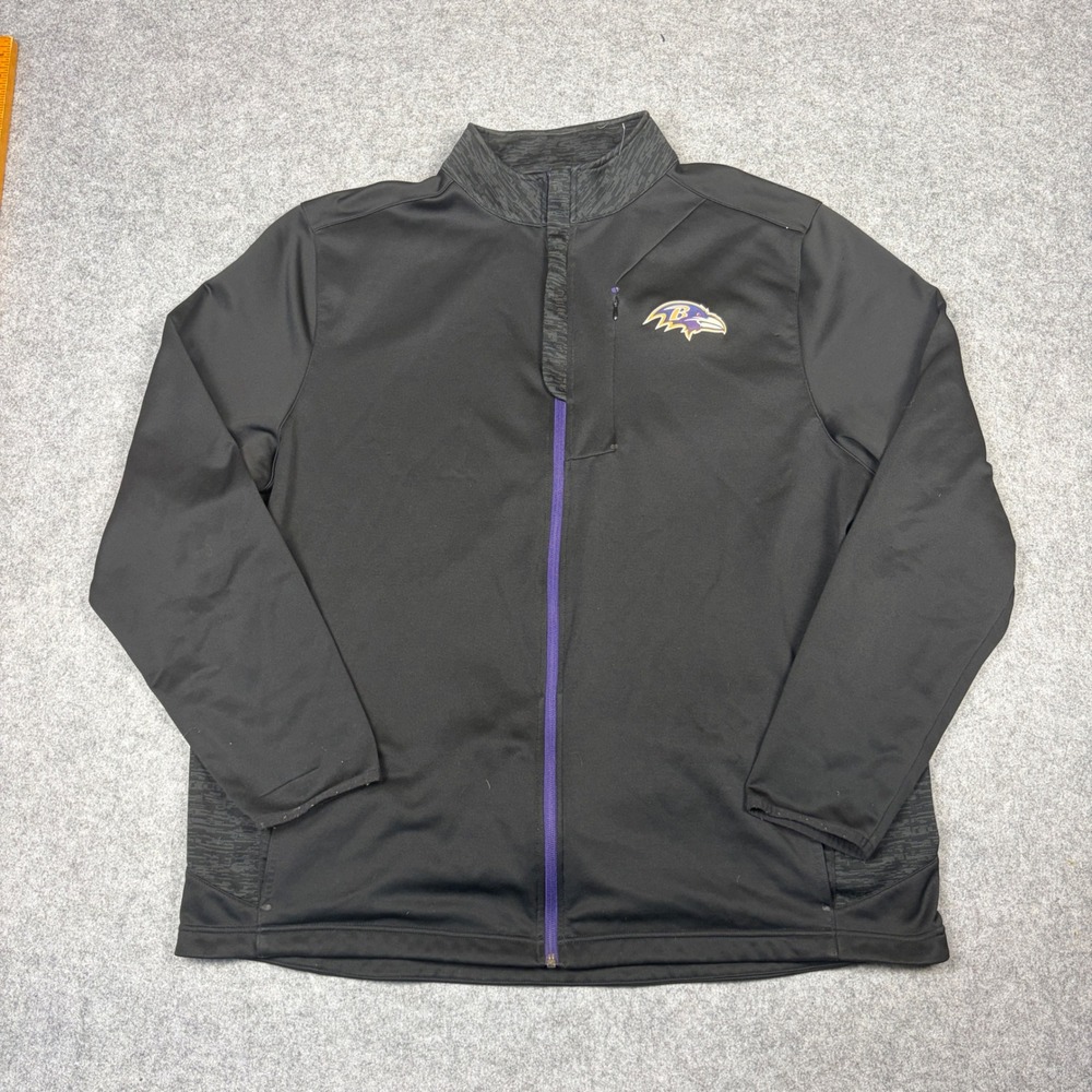 Majestic Baltimore Ravens Therma Base Full Zip Jacket Mens 2XL Black Purple NFL